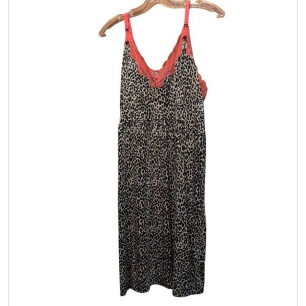 Lace Leopard Night Dress with adjustable Straps Elastic Waistline V Neckline